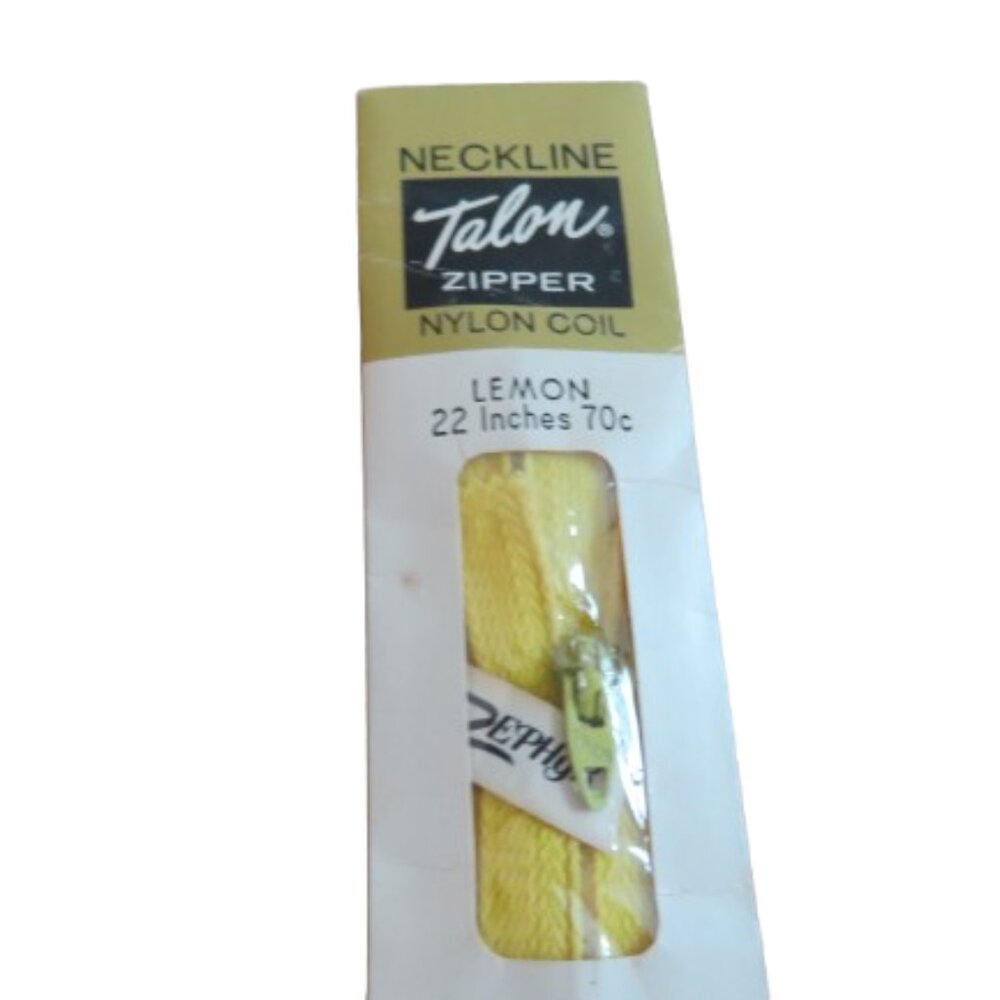 VINTAGE TALON 1960s Zephyr Metal Zipper in Lemon Yellow Retro Hippie NWT